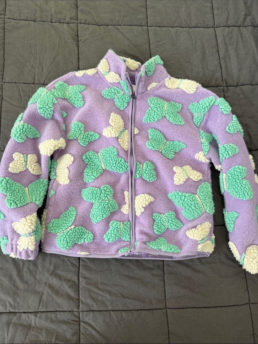 Lucky Brand Lavender Fleece Jacket with Butterflies.